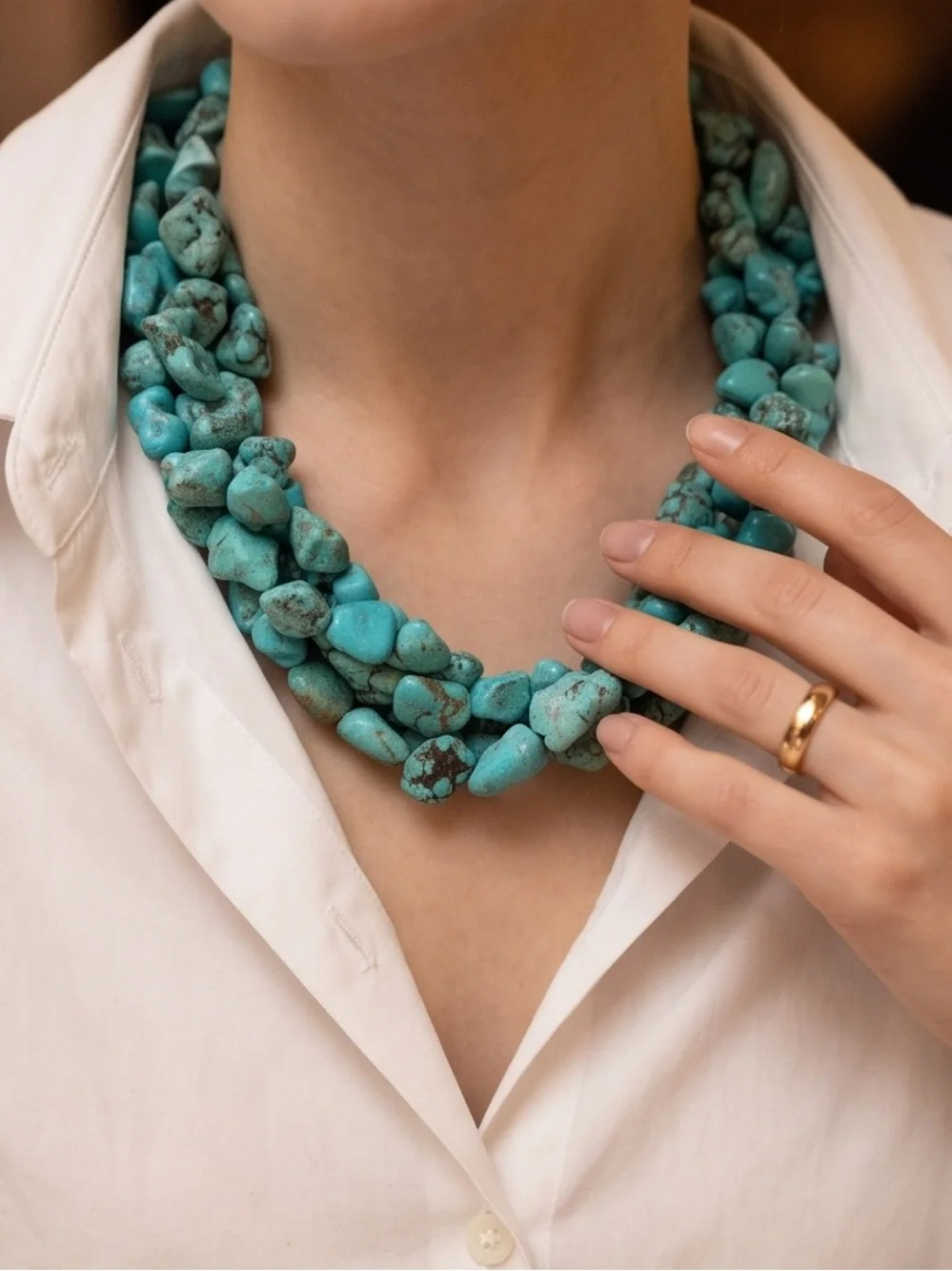 Turquoise Multi-Strand Stone Necklace for Women